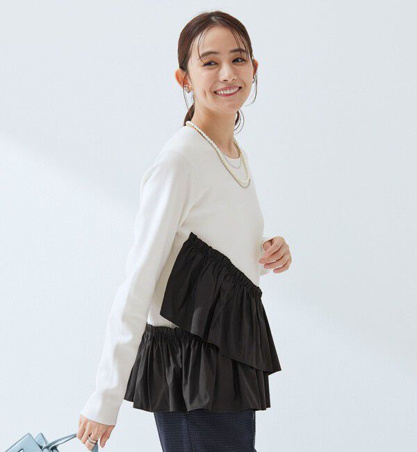 UNITED ARROWS green label relaxing「タフタ ドッキング ペプラム プルオーバー ニット ウォッシャブル」|ニット・セーター|