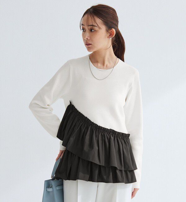 UNITED ARROWS green label relaxing「タフタ ドッキング ペプラム プルオーバー ニット ウォッシャブル」|ニット・セーター|