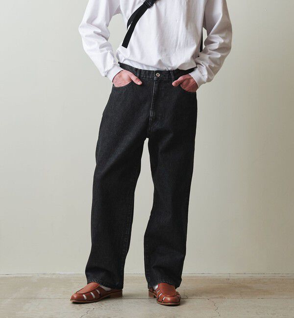 STEVEN ALAN「＜Steven Alan＞ 13.5oz デニム 5ポケット バギー テーパード パンツ」|デニム|BLACK