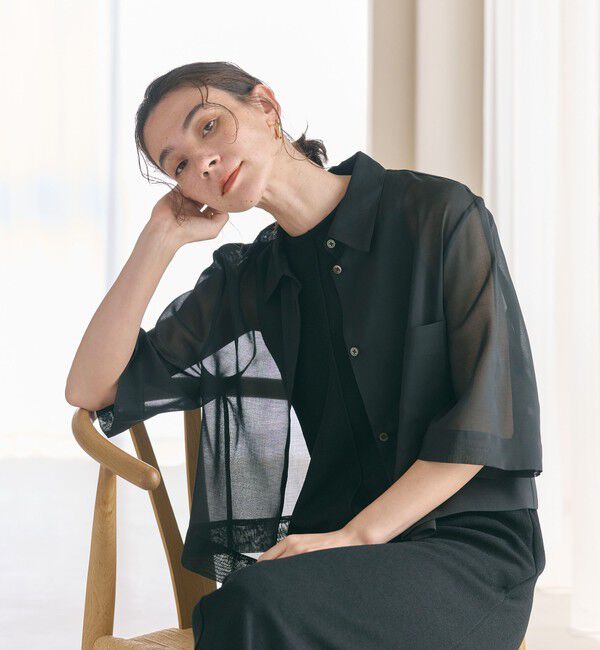 BEAUTY&YOUTH UNITED ARROWS「ポリエステル オーガンジー シャツ -ウォッシャブル-」|シャツ・ブラウス|BLACK