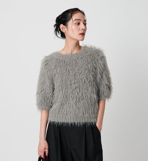 BEAUTY&YOUTH UNITED ARROWS「フェザーヤーン ハーフスリーブ ニットプルオーバー」|ニット・セーター|