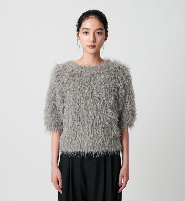 BEAUTY&YOUTH UNITED ARROWS「フェザーヤーン ハーフスリーブ ニットプルオーバー」|ニット・セーター|