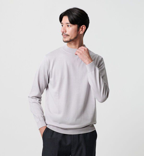 BEAUTY&YOUTH UNITED ARROWS「【WEB限定 WARDROBE SMART】マシーンウォッシャブル ウールミックス ジャケット クルーネック」|ニット・セーター|LT.GRAY