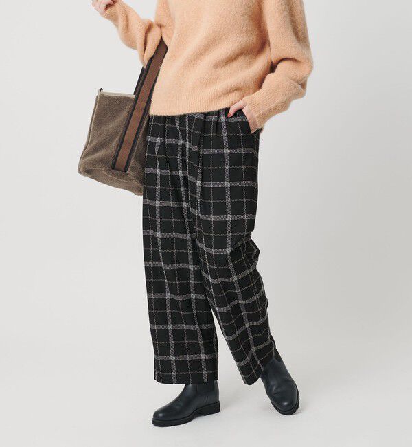 BEAUTY&YOUTH UNITED ARROWS「【WEB限定】裏起毛ウィンドウペン タックワイドパンツ ウォッシャブル」|その他|BLACK