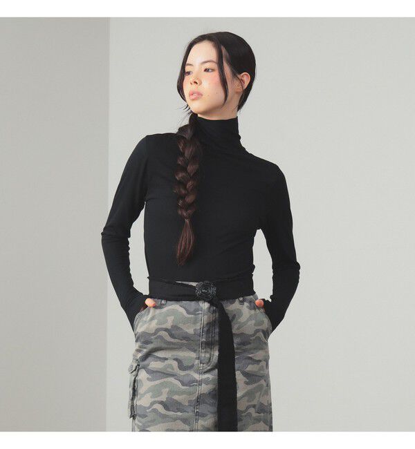 Ray BEAMS 「ソフト 天竺 タートルネック トップス」|その他|BLACK