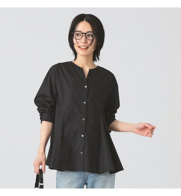 Ray BEAMS 「キーネック フレア ブラウス」|シャツ・ブラウス|BLACK