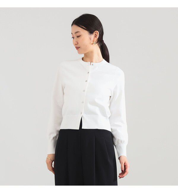 Demi-Luxe BEAMS 「16ゲージ クルーネックカーディガン」|ニット・セーター|WHITE