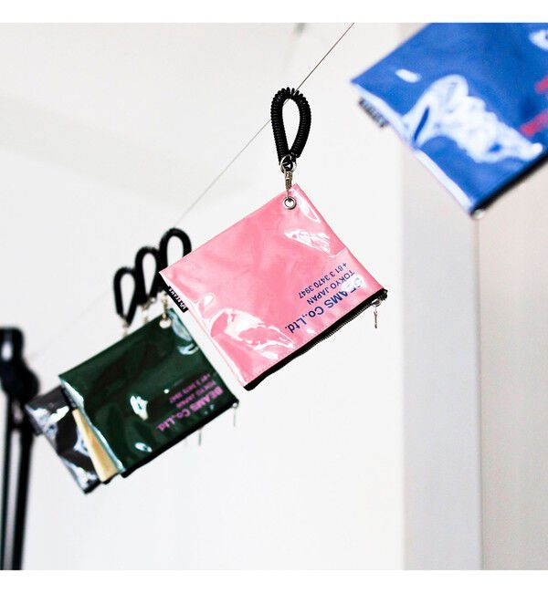 BEAMS「ポリウレタン ロゴ ポーチ S」|ポーチ|PINK