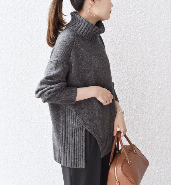 SHIPS for women「〈手洗い可能〉サイド スリット タートル プルオーバー」|ニット・セーター|