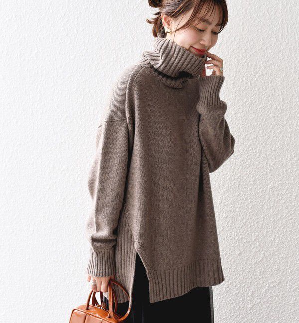 SHIPS for women「〈手洗い可能〉サイド スリット タートル プルオーバー」|ニット・セーター|