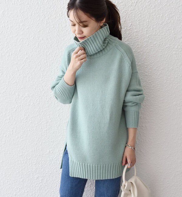 SHIPS for women「〈手洗い可能〉サイド スリット タートル プルオーバー」|ニット・セーター|