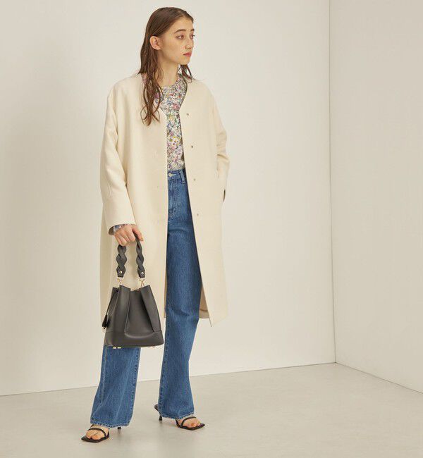 SHIPS for women「トリプルクロス ノーカラー コート◇」|ノーカラーコート|ベージュ