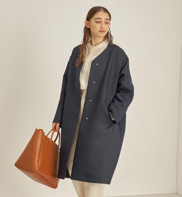 SHIPS for women「トリプルクロス ノーカラー コート◇」|ノーカラーコート|