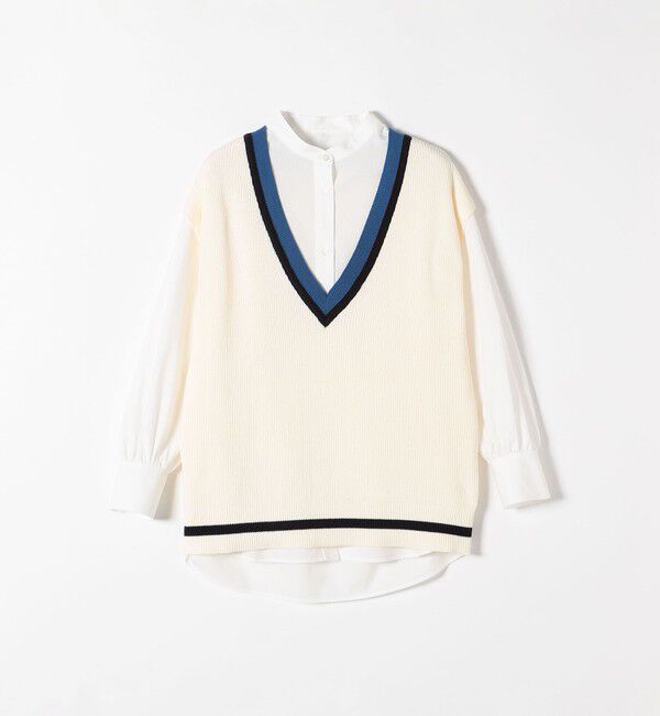 SHIPS any「SHIPS any: バンドカラーシャツ＆ニットベスト セット」|ベスト・ジレ|