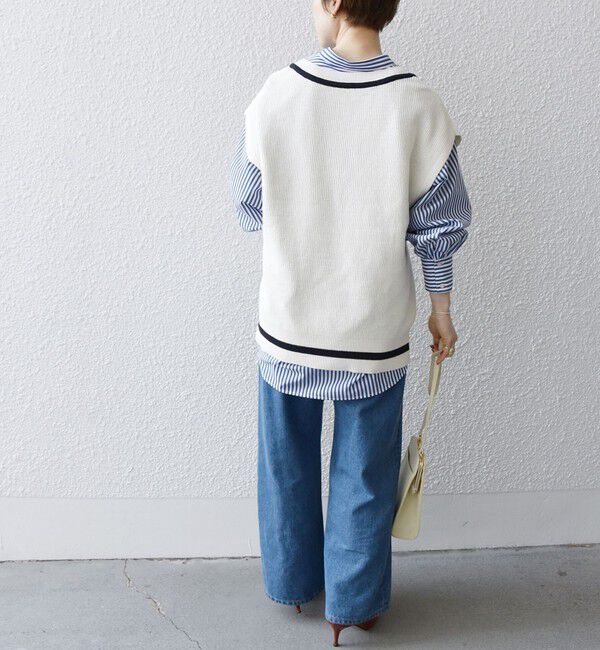 SHIPS any「SHIPS any: バンドカラーシャツ＆ニットベスト セット」|ベスト・ジレ|