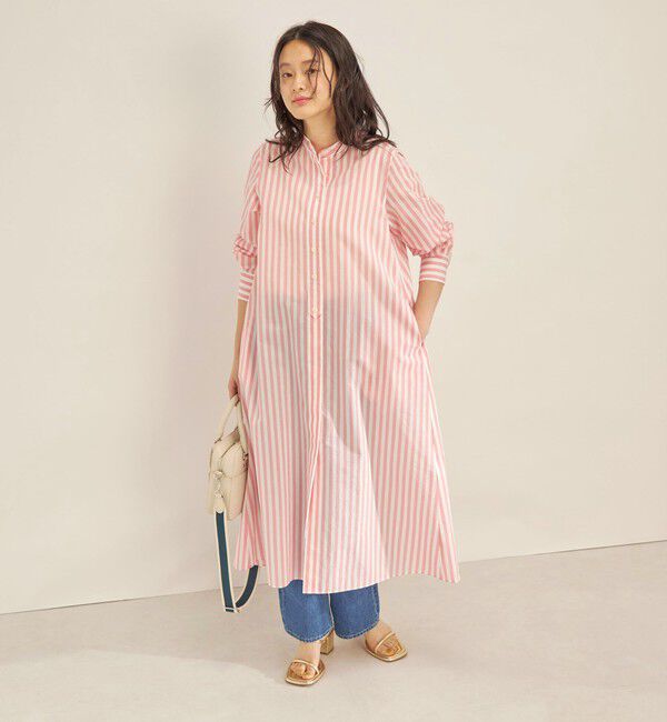 SHIPS for women「〈手洗い可能〉MANTECO カラー ストライプ ワンピース」|ワンピース|