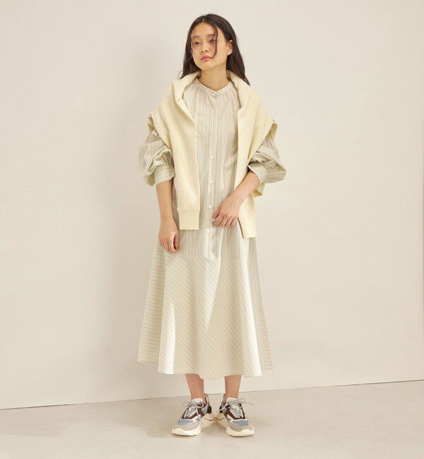 SHIPS for women「〈手洗い可能〉GIZA スーピマ 綿 切り替え バンドカラー ワンピース◇」|ワンピース|