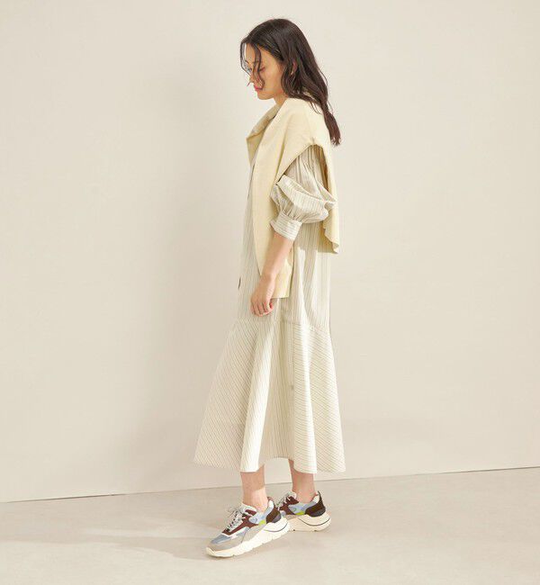 SHIPS for women「〈手洗い可能〉GIZA スーピマ 綿 切り替え バンドカラー ワンピース◇」|ワンピース|