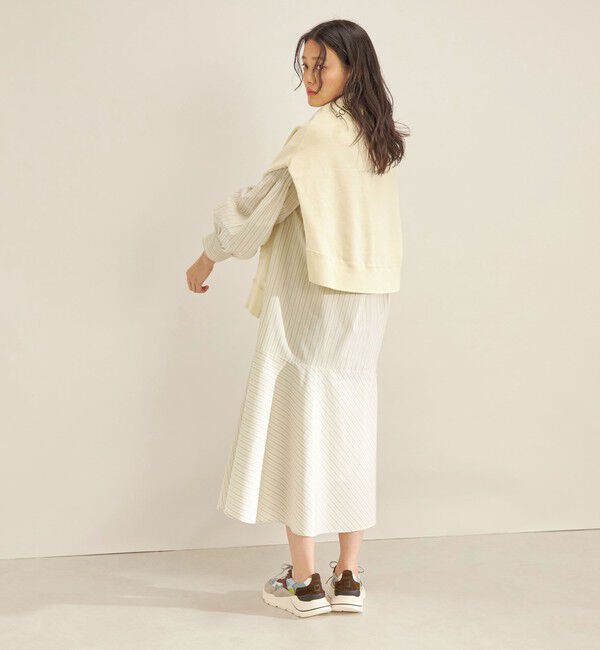 SHIPS for women「〈手洗い可能〉GIZA スーピマ 綿 切り替え バンドカラー ワンピース◇」|ワンピース|