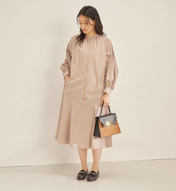 SHIPS for women「〈手洗い可能〉GIZA スーピマ 綿 切り替え バンドカラー ワンピース◇」|ワンピース|