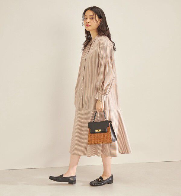 SHIPS for women「〈手洗い可能〉GIZA スーピマ 綿 切り替え バンドカラー ワンピース◇」|ワンピース|