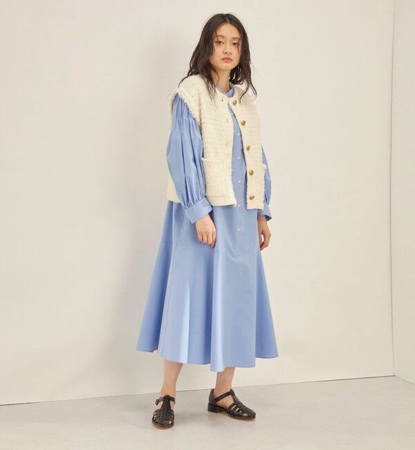 SHIPS for women「〈手洗い可能〉GIZA スーピマ 綿 切り替え バンドカラー ワンピース◇」|ワンピース|