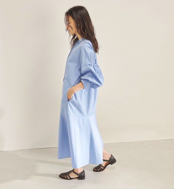 SHIPS for women「〈手洗い可能〉GIZA スーピマ 綿 切り替え バンドカラー ワンピース◇」|ワンピース|