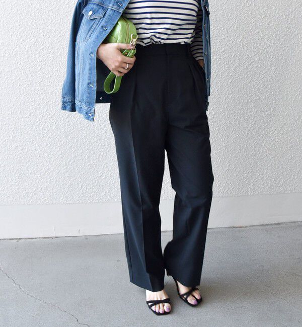 SHIPS any「SHIPS any:〈洗濯機可能〉ワイド ストレート マニッシュ パンツ」|その他|ネイビー