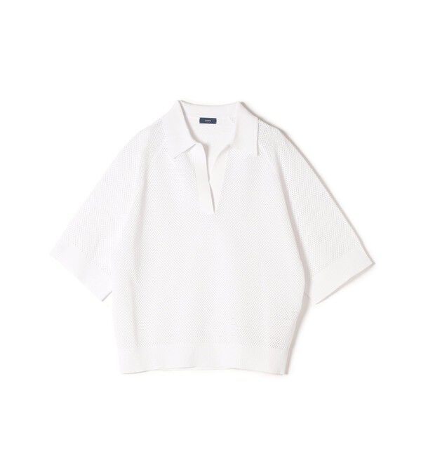 SHIPS for women「〈洗濯機可能〉綿 編地 コンビ メッシュ ポロ◇」|ニット・セーター|