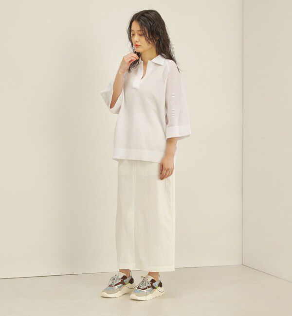 SHIPS for women「〈洗濯機可能〉綿 編地 コンビ メッシュ ポロ◇」|ニット・セーター|