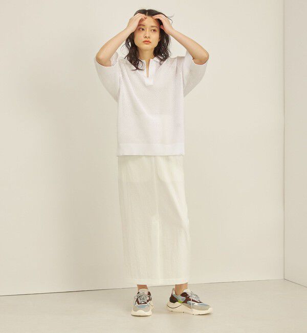 SHIPS for women「〈洗濯機可能〉綿 編地 コンビ メッシュ ポロ◇」|ニット・セーター|