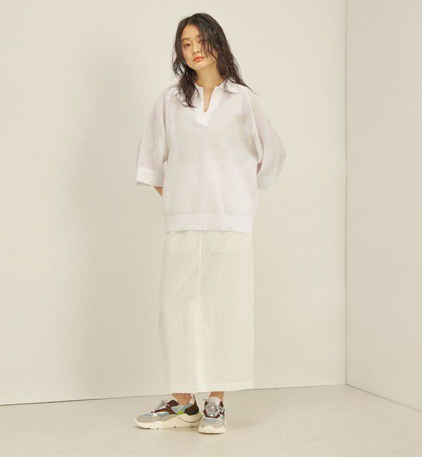 SHIPS for women「〈洗濯機可能〉綿 編地 コンビ メッシュ ポロ◇」|ニット・セーター|