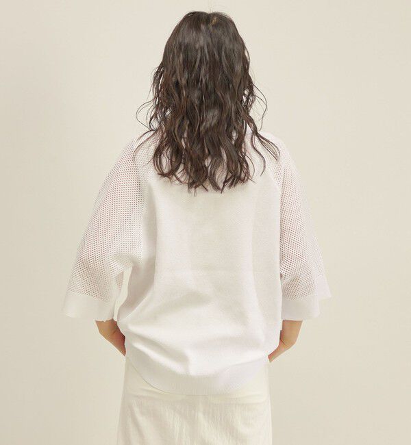 SHIPS for women「〈洗濯機可能〉綿 編地 コンビ メッシュ ポロ◇」|ニット・セーター|