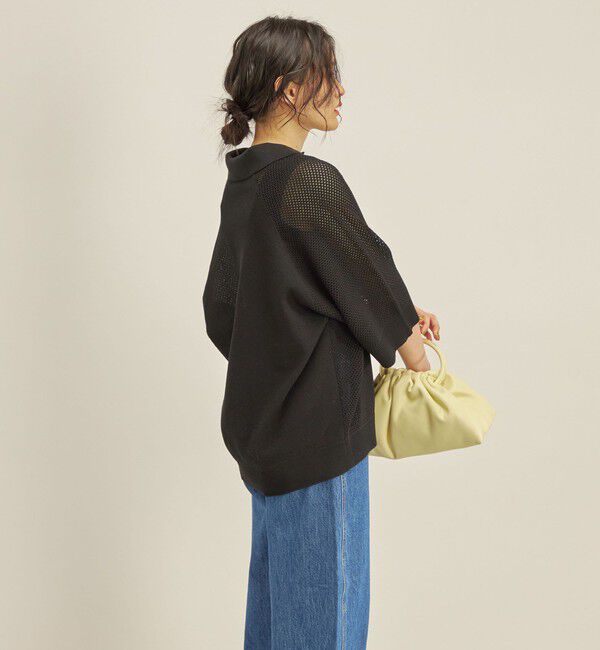 SHIPS for women「〈洗濯機可能〉綿 編地 コンビ メッシュ ポロ◇」|ニット・セーター|