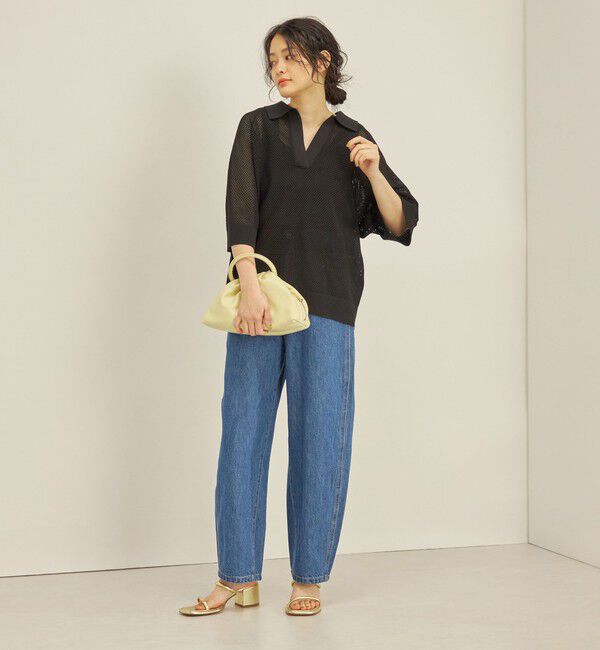 SHIPS for women「〈洗濯機可能〉綿 編地 コンビ メッシュ ポロ◇」|ニット・セーター|