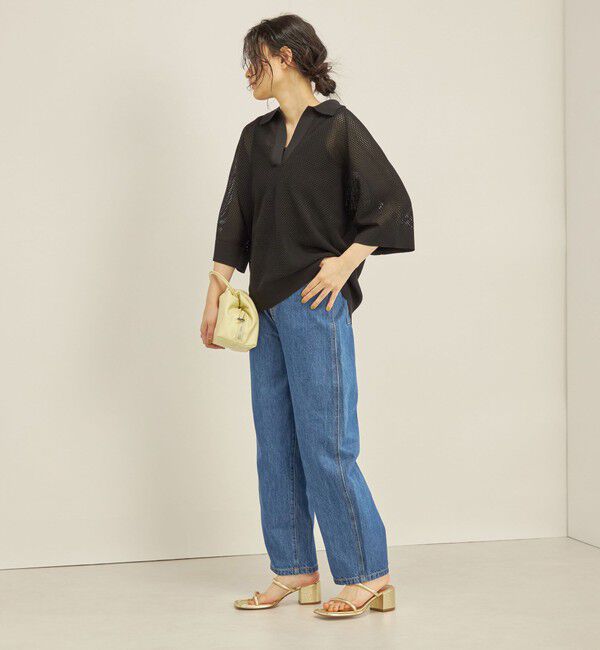 SHIPS for women「〈洗濯機可能〉綿 編地 コンビ メッシュ ポロ◇」|ニット・セーター|