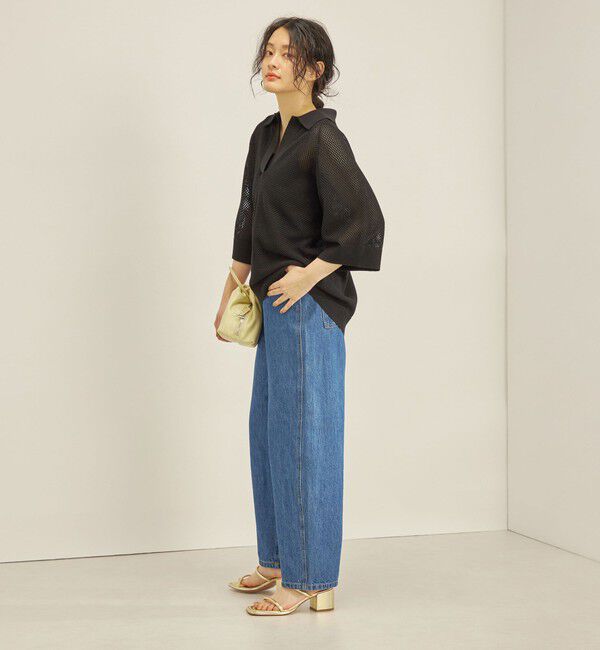 SHIPS for women「〈洗濯機可能〉綿 編地 コンビ メッシュ ポロ◇」|ニット・セーター|