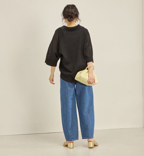 SHIPS for women「〈洗濯機可能〉綿 編地 コンビ メッシュ ポロ◇」|ニット・セーター|