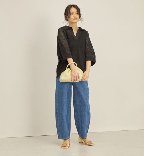 SHIPS for women「〈洗濯機可能〉綿 編地 コンビ メッシュ ポロ◇」|ニット・セーター|