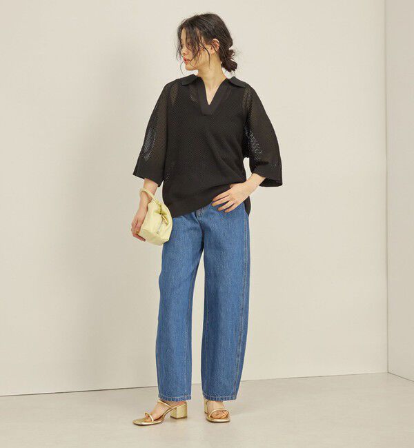 SHIPS for women「〈洗濯機可能〉綿 編地 コンビ メッシュ ポロ◇」|ニット・セーター|