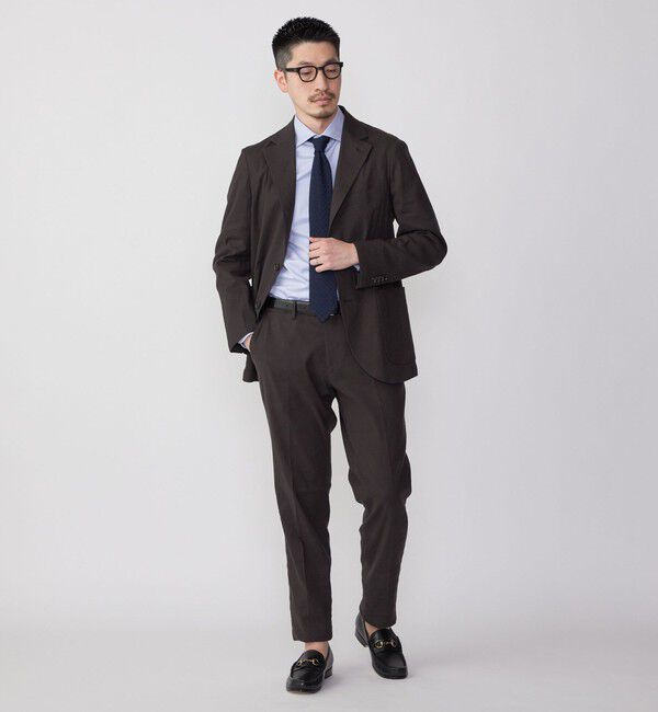 SHIPS「SHIPS:〈セットアップ対応/手洗い可能〉 イージー リネン ストレッチ パンツ」|チノ|