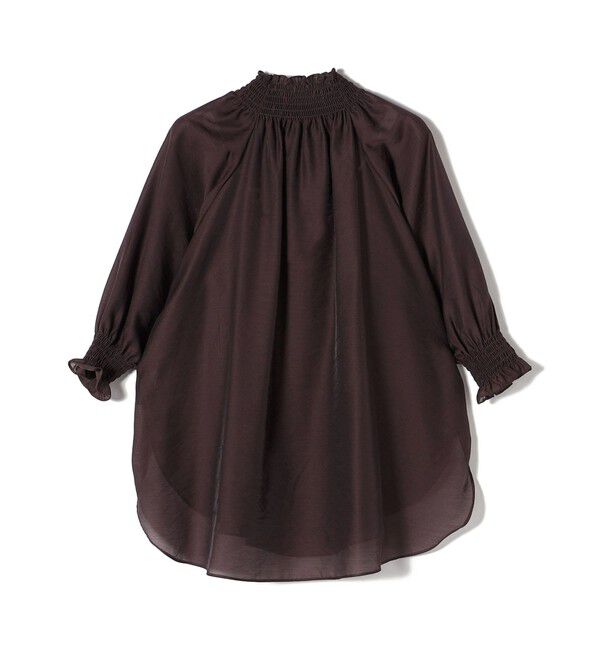 SHIPS for women「〈洗濯機可能〉シアー シャーリング ネック 5分袖 ブラウス」|シャツ・ブラウス|