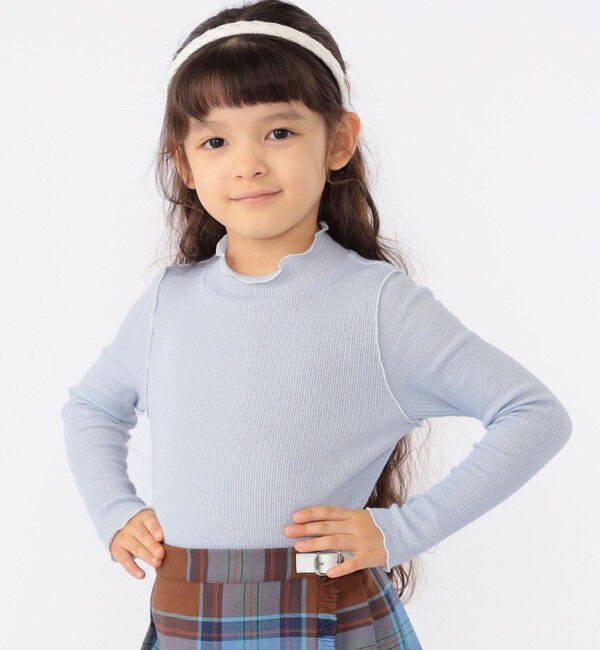 SHIPS KIDS「SHIPS KIDS:100～140cm / ドライ リブ メロウ ハイネック トップス」|Tシャツ・カットソー|ライトブルー