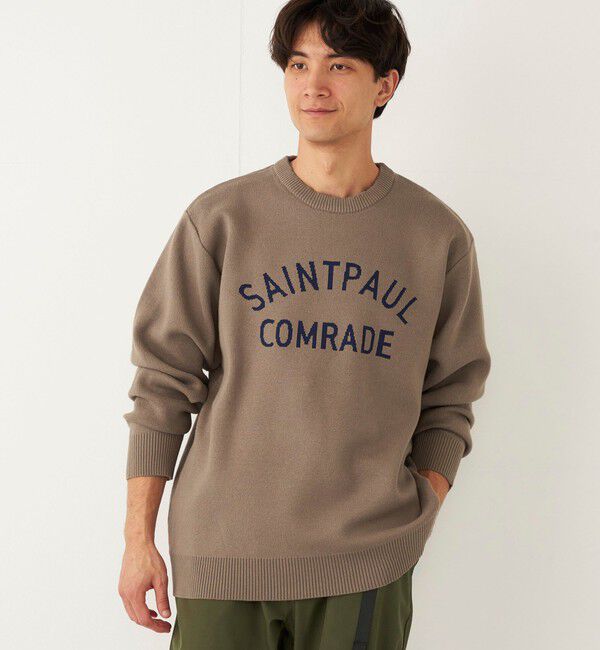 SHIPS Colors 「SHIPS Colors:〈手洗い可能〉ジャカード ロゴ ニット◇」|ニット・セーター|ベージュ