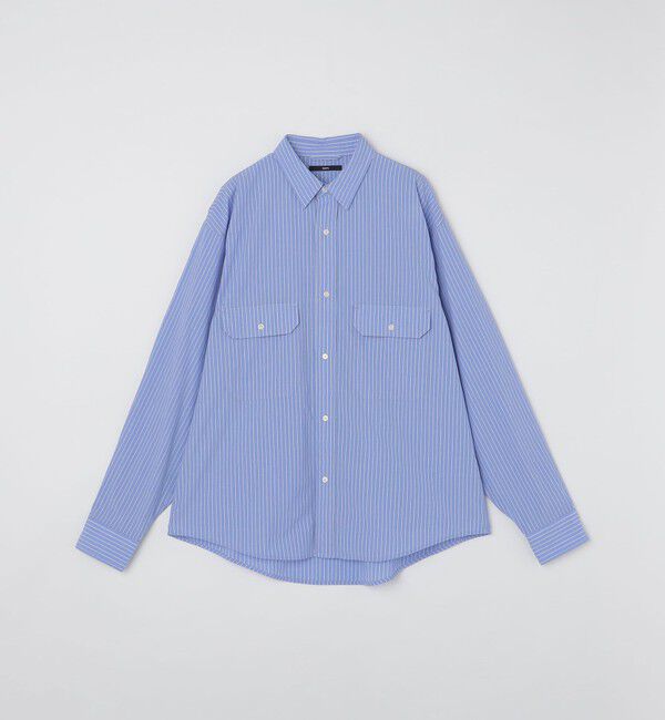 SHIPS「SHIPS: Wポケット ウォッシュド タイプライター 長袖 シャツ 〈チェック／ストライプ／単色〉」|シャツ・ブラウス|