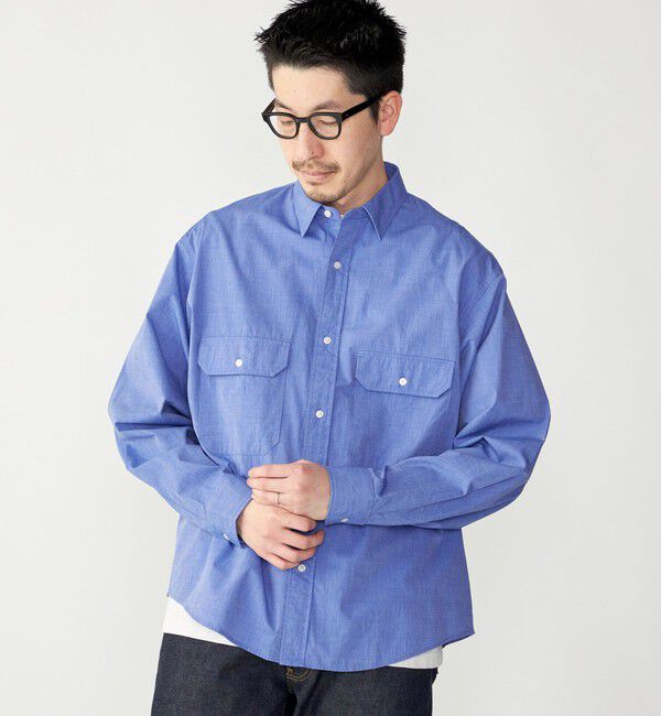 SHIPS「SHIPS: Wポケット ウォッシュド タイプライター 長袖 シャツ 〈チェック／ストライプ／単色〉」|シャツ・ブラウス|