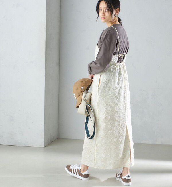 SHIPS for women「〈手洗い可能〉フリンジ ジャカード キャミ ワンピース 24SS」|ワンピース|オフホワイト