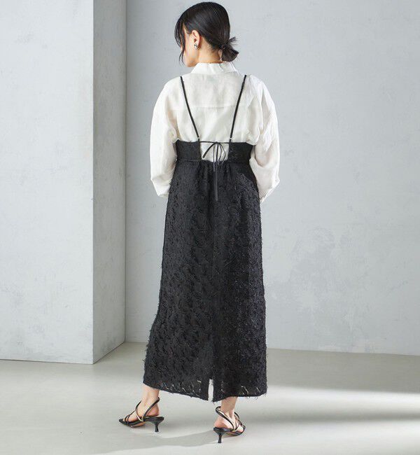 SHIPS for women「〈手洗い可能〉フリンジ ジャカード キャミ ワンピース 24SS」|ワンピース|