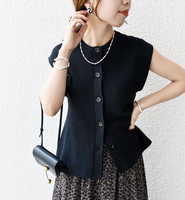 SHIPS for women「〈手洗い可能〉ギマ コットン Aライン シルエット ベスト」|ベスト・ジレ|ダークブルー