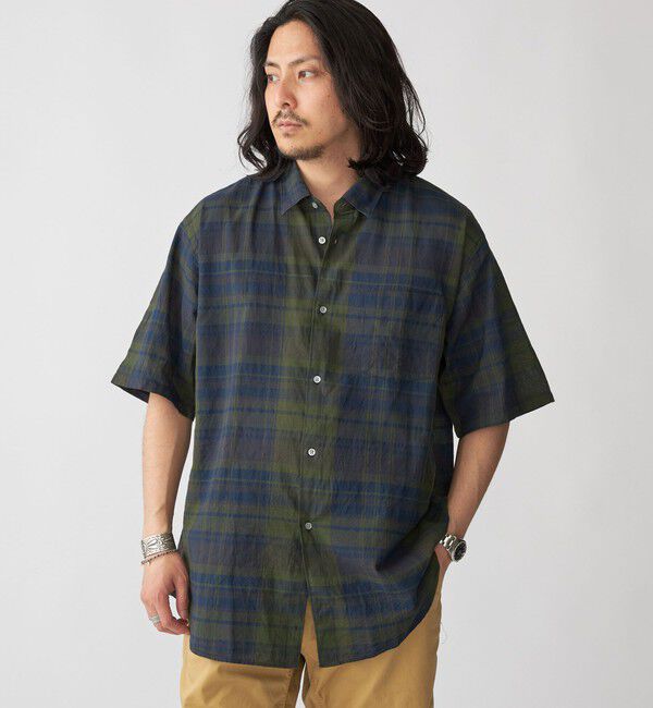 SHIPS「SHIPS: インド マドラスチェック レギュラーカラー ショートスリーブ シャツ」|シャツ・ブラウス|